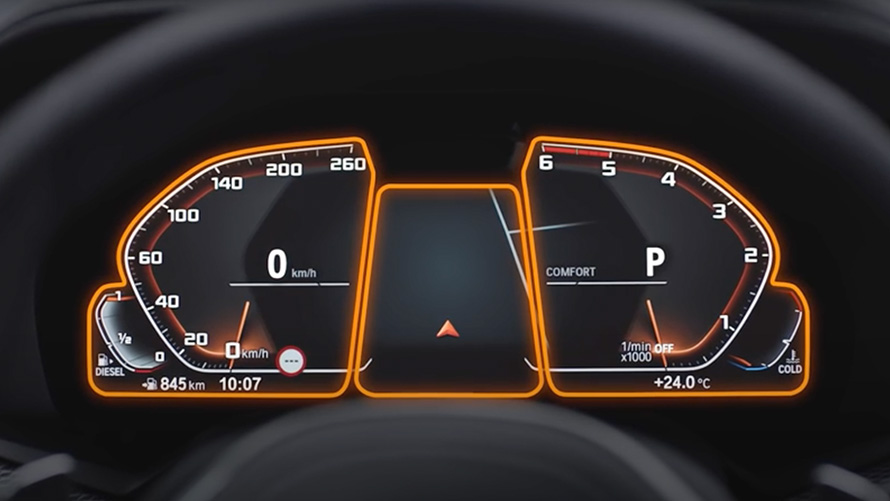 Fully digital instrument cluster. Fully digital instrument cluster.